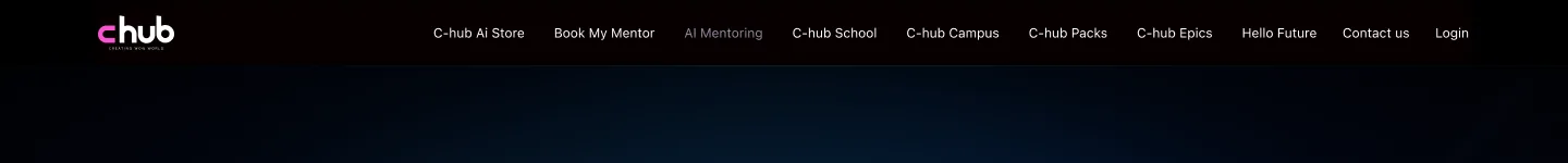 The previous header — ten links, five of them starting with C-hub, and no clear call to action