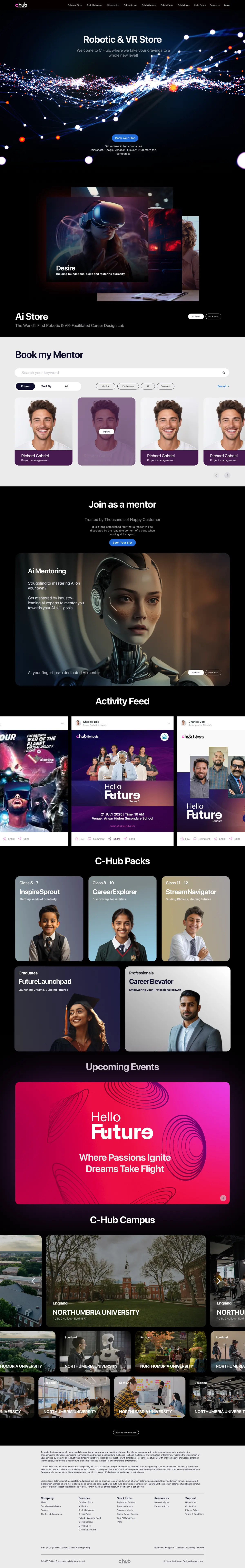 The previous C-Hub homepage — a Robotic & VR Store hero, with the Ai Store below it