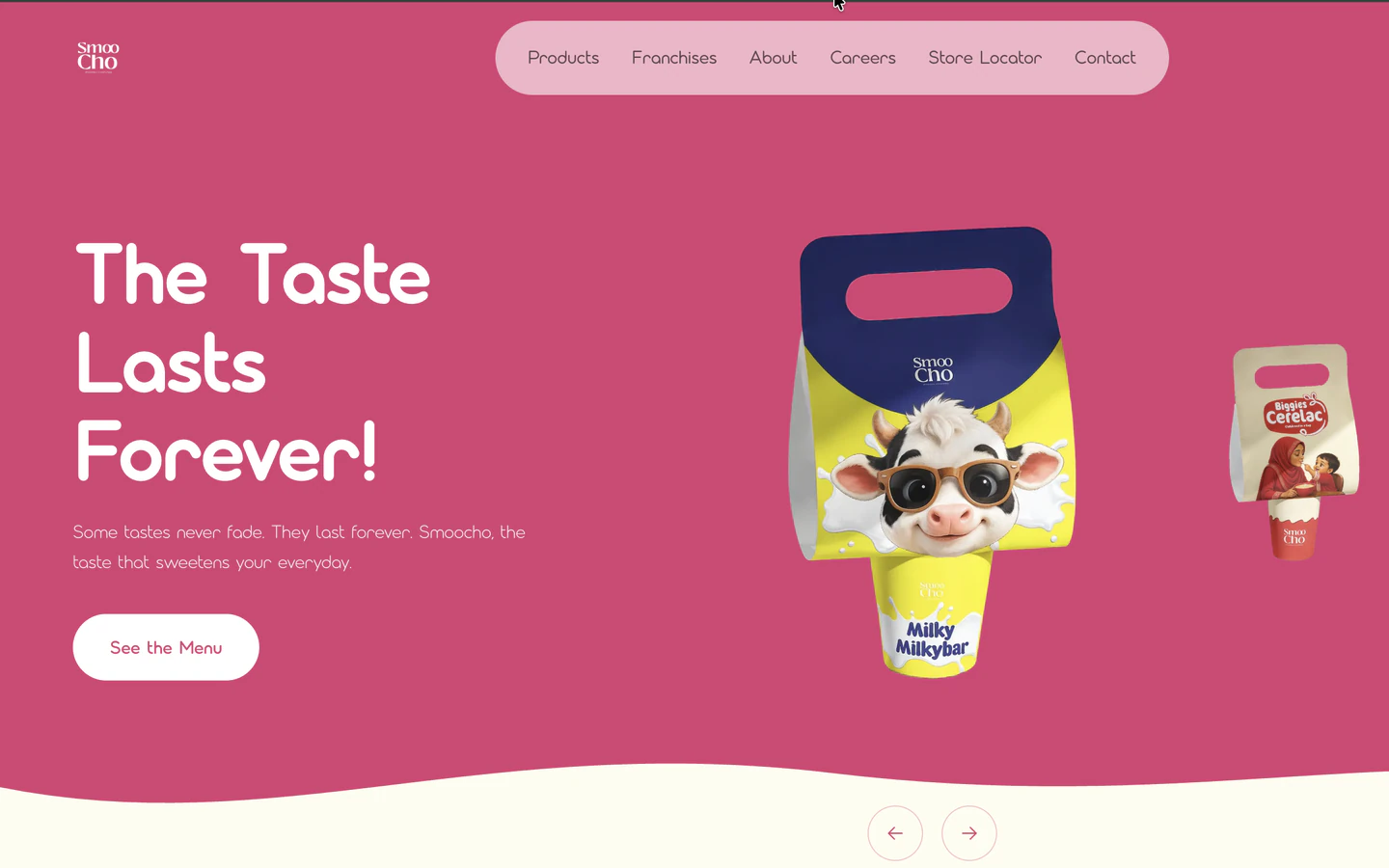 SmooCho's redesigned homepage — "The Taste Lasts Forever!"